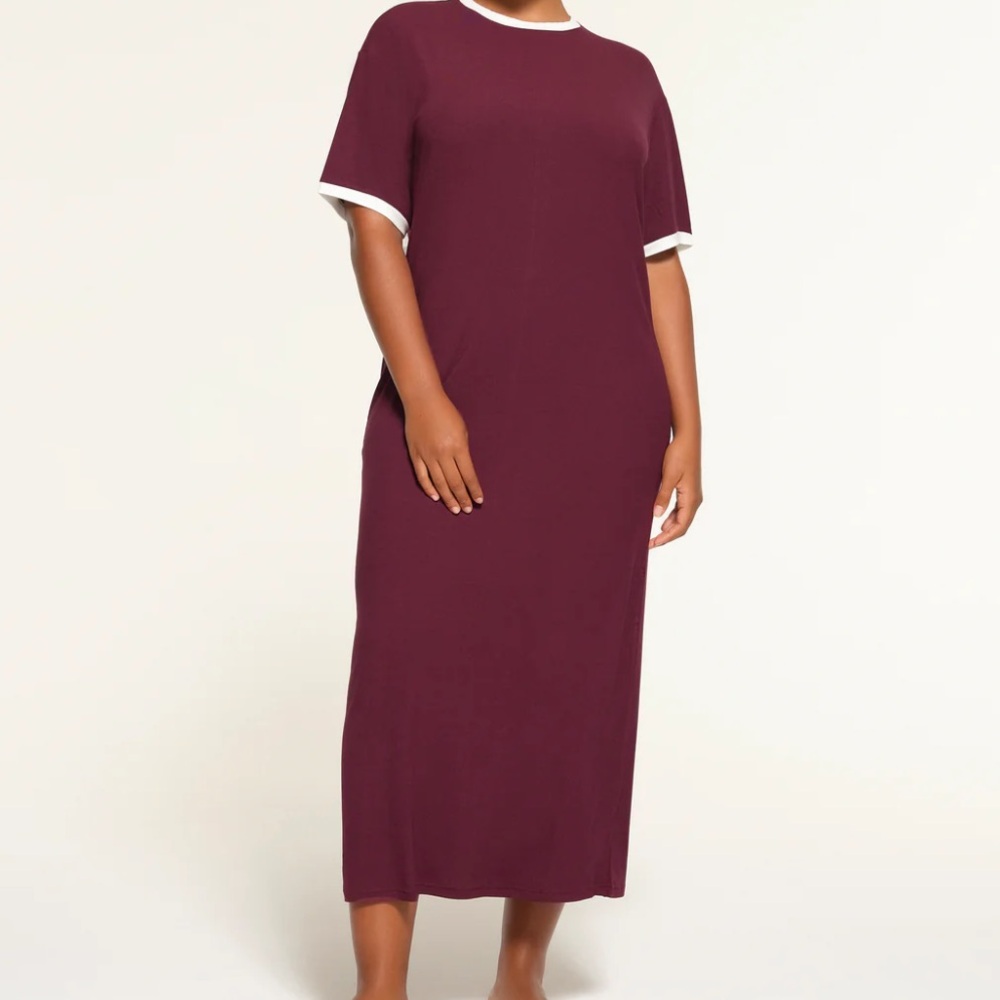 Skims Ringer Tshirt Dress in Maroon  - New w Tags!